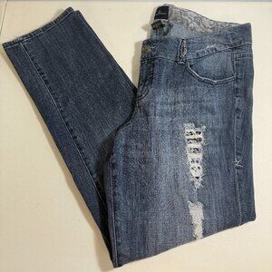 Z Cavaricci Jeans Women's 20 38"x31" Distressed Lace Chains Rhinestone & Rivets